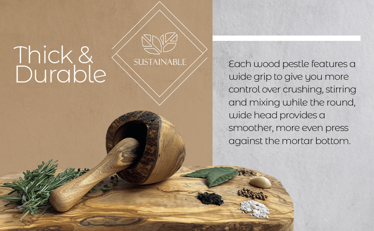 Olive Wood Mortar and Pestle (view 5)