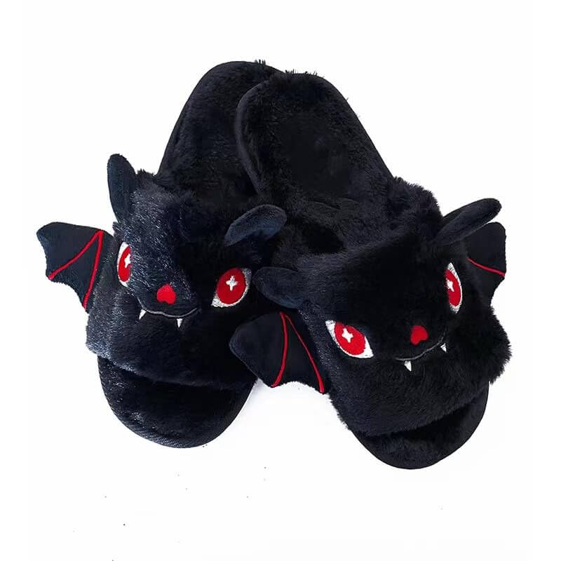 Fuzzy Bat Slippers