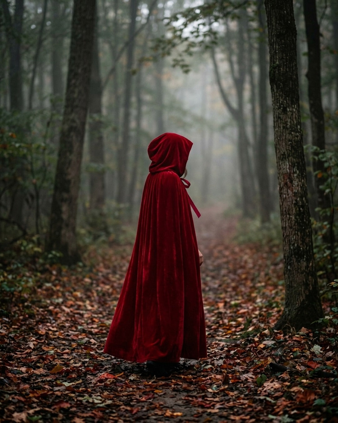 Velvet Hooded Cloak in use