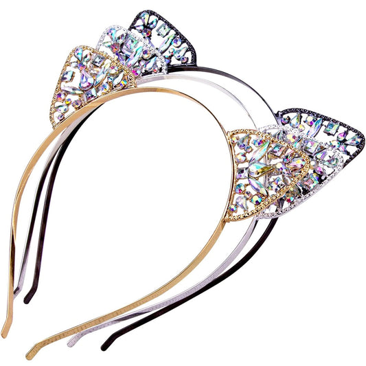 Rhinestone Cat Ears, Set of 3