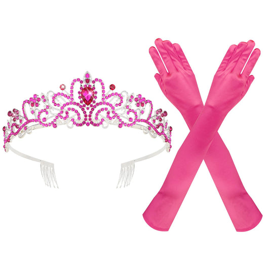 Pink Tiara and Gloves Set