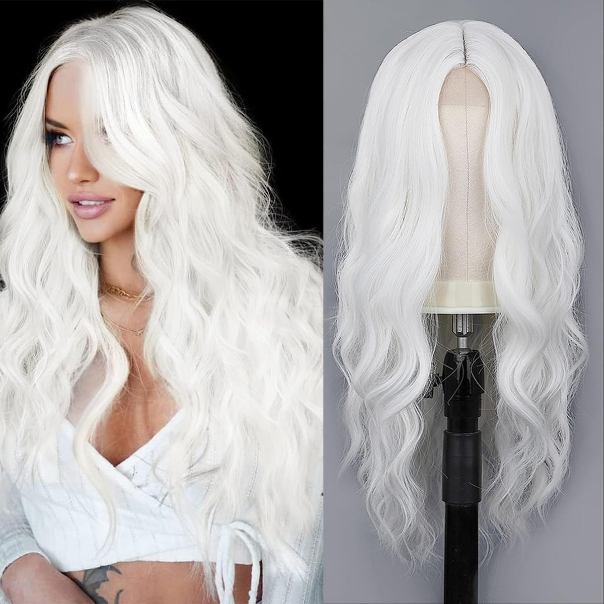 Long White Wavy Wig