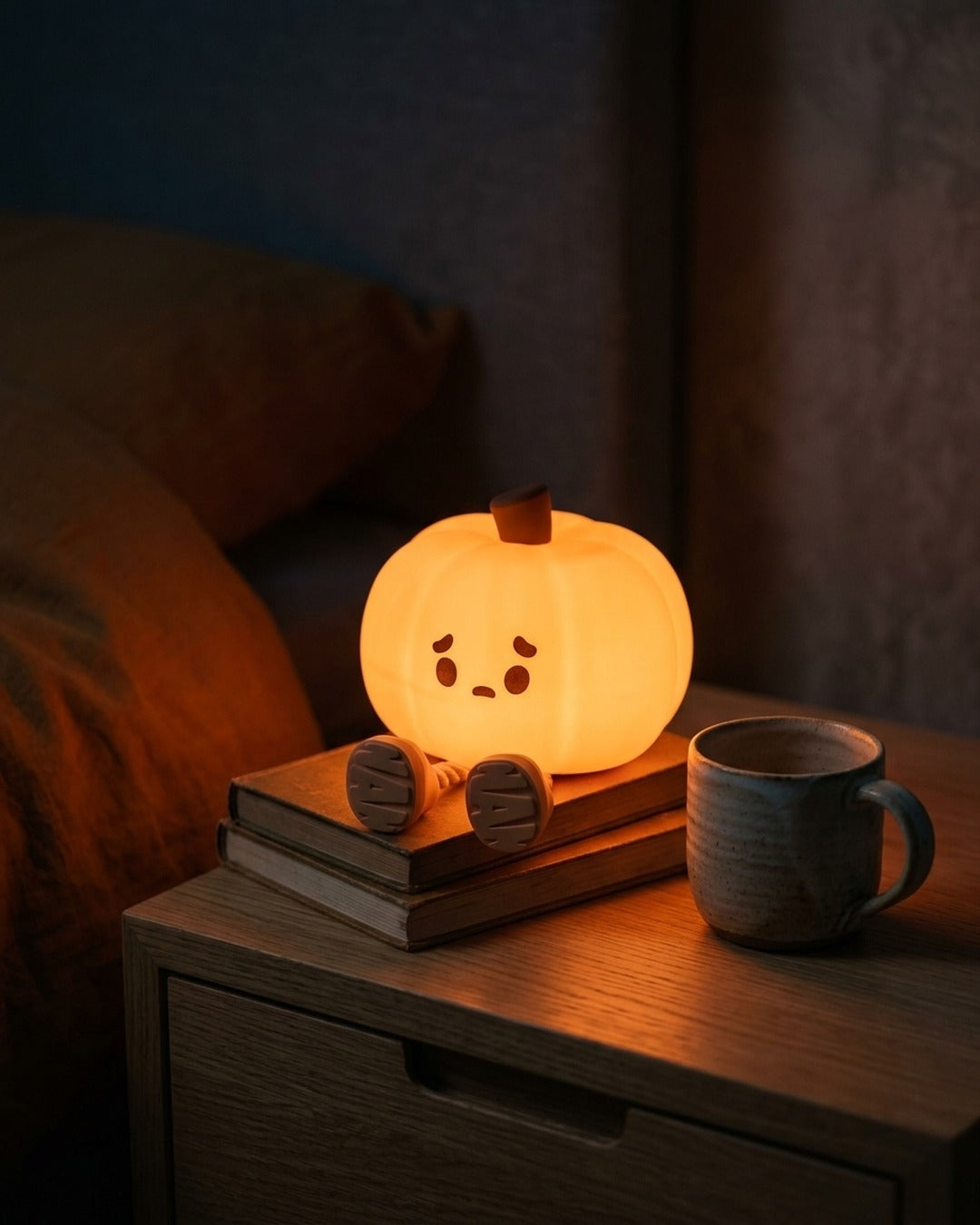 Pumpkin Squish Night Light in use