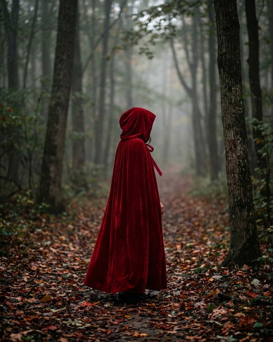 Velvet Hooded Cloak in use