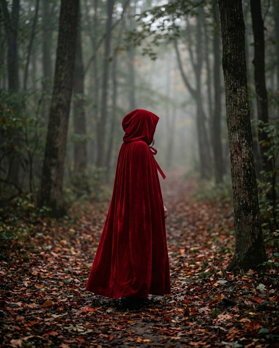 Velvet Hooded Cloak in use